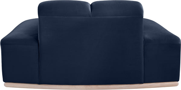 Meridian Furniture Jace Sculptural Velvet Accent Chair with Rubberwood Base and Organic Curves for Modern Interiors Navy 44093Navy-C