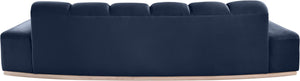 Meridian Furniture Jace Sculptural Curved Velvet Sofa with Rubberwood Base for Modern Living Rooms Navy 106 inches 44093Navy-S