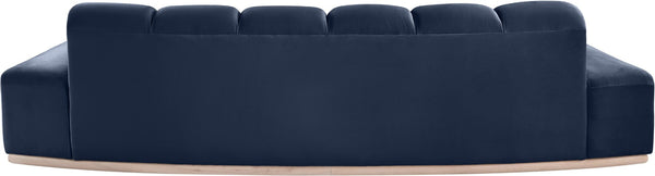 Meridian Furniture Jace Sculptural Curved Velvet Sofa with Rubberwood Base for Modern Living Rooms Navy 106 inches 44093Navy-S