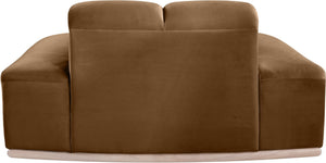 Meridian Furniture Jace Sculptural Velvet Accent Chair with Rubberwood Base and Organic Curves for Modern Interiors Saddle 44093Saddle-C