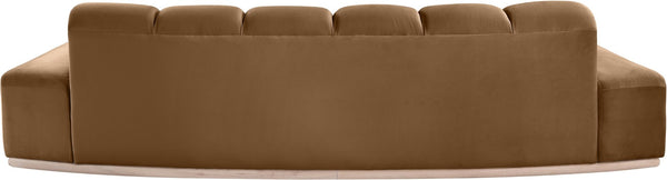 Meridian Furniture Jace Sculptural Curved Velvet Sofa with Rubberwood Base for Modern Living Rooms Saddle 106 inches 44093Saddle-S