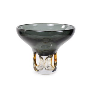 Howard Elliott Elektron Color Gradient Glass Bowl - Stunning Deep Green To Amber Fade With Intricate Base Design Black Glass 44096-howard-elliott