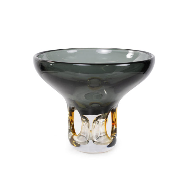 Howard Elliott Elektron Color Gradient Glass Bowl - Stunning Deep Green To Amber Fade With Intricate Base Design Black Glass 44096-howard-elliott