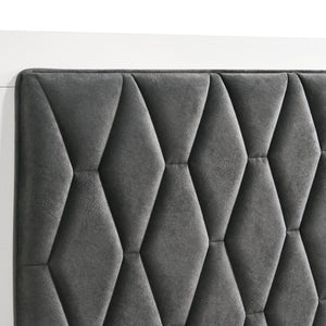 English Elm Taraval White Queen Upholstered Bed with Hexagon Tufted Dark Gray Headboard, Streamlined Frame, Modern Appeal B062S01308