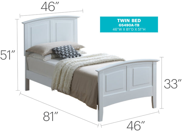 English Elm Versatile White Twin Bed with Bright Finish, 50"H x 43"W x 77"D, Easy Assembly, Stable Safety Design B078S00426