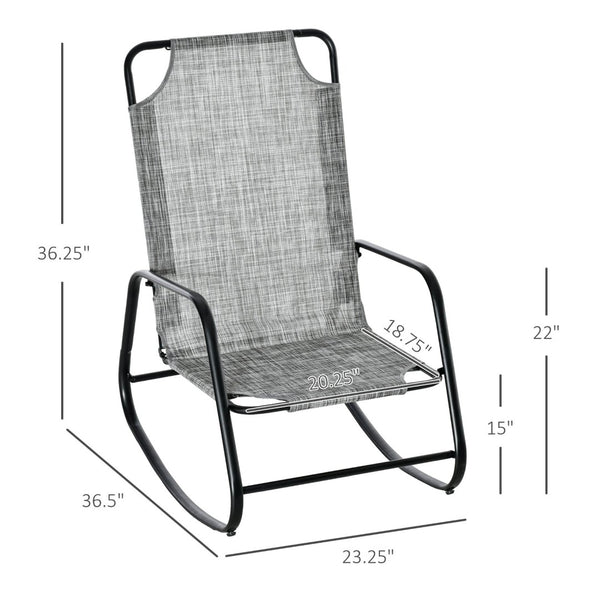 English Elm Outdoor Sling Rocker with Powder Coated Steel Frame for Patio Porch or Balcony T3971P390413