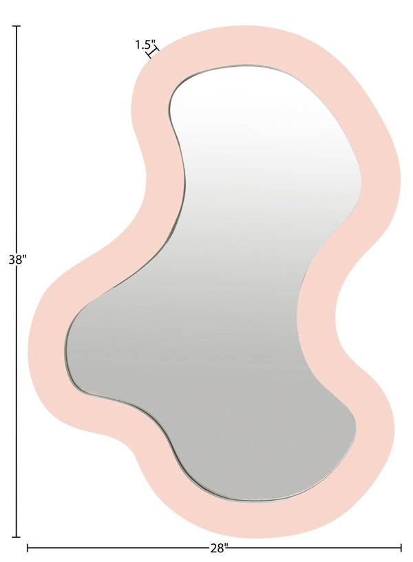 Meridian Furniture Oblique Brushed Pink Iron Sculptural Wall Mirror for Entryways and Living Rooms 440Pink-38M