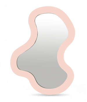 Meridian Furniture Oblique Brushed Pink Iron Sculptural Wall Mirror for Entryways and Living Rooms 440Pink-38M