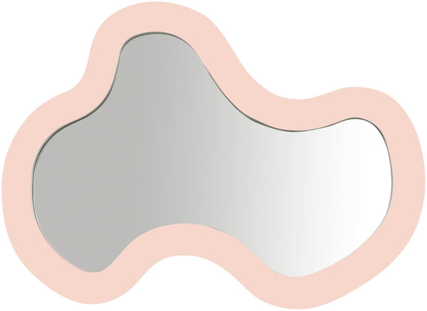 Meridian Furniture Oblique Brushed Pink Iron Sculptural Wall Mirror for Entryways and Living Rooms 440Pink-38M