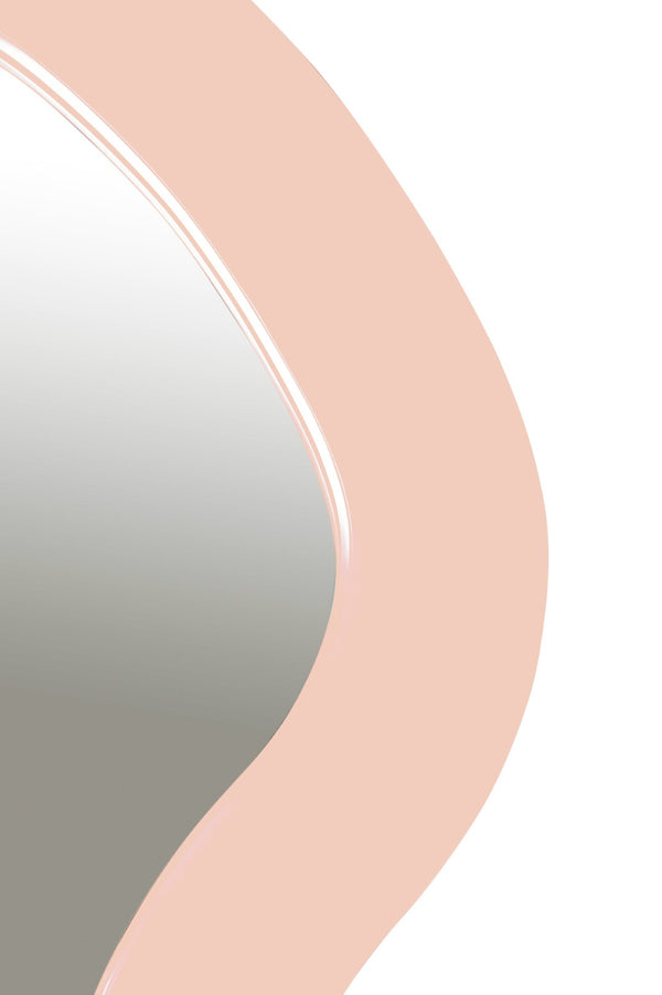 Meridian Furniture Oblique Brushed Pink Iron Sculptural Wall Mirror for Entryways and Living Rooms 440Pink-38M
