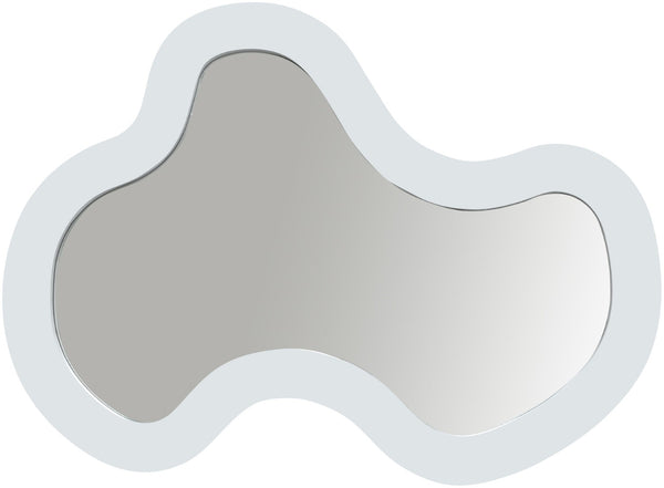 Meridian Furniture Oblique Wrought Iron Wall Mirror Matte White Curved Frame for Modern Entryways 440White-38M