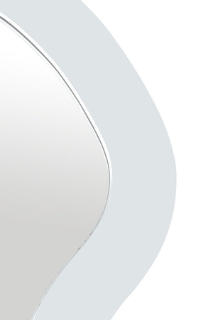 Meridian Furniture Oblique Wrought Iron Wall Mirror Matte White Curved Frame for Modern Entryways 440White-38M