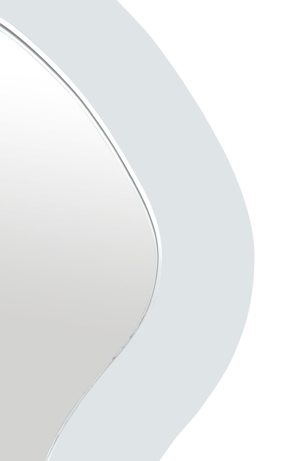 Meridian Furniture Oblique Wrought Iron Wall Mirror Matte White Curved Frame for Modern Entryways 440White-38M