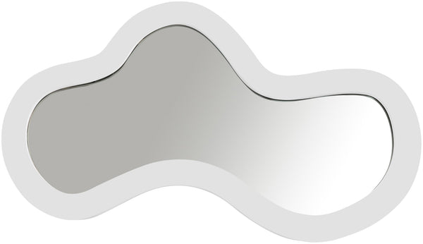 Meridian Furniture Oblique Matte White Iron Frame Wall Mirror with Curved Silhouette for Modern Interiors 440White-48M