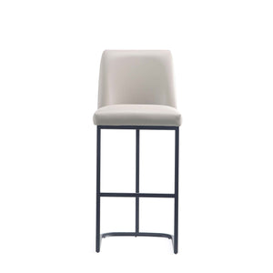 English Elm Serena Metal Upholstered Barstool with Matte Black Frame, Leatherette Cushion, Commercial Grade Comfort LIGHT GREY B365P397942