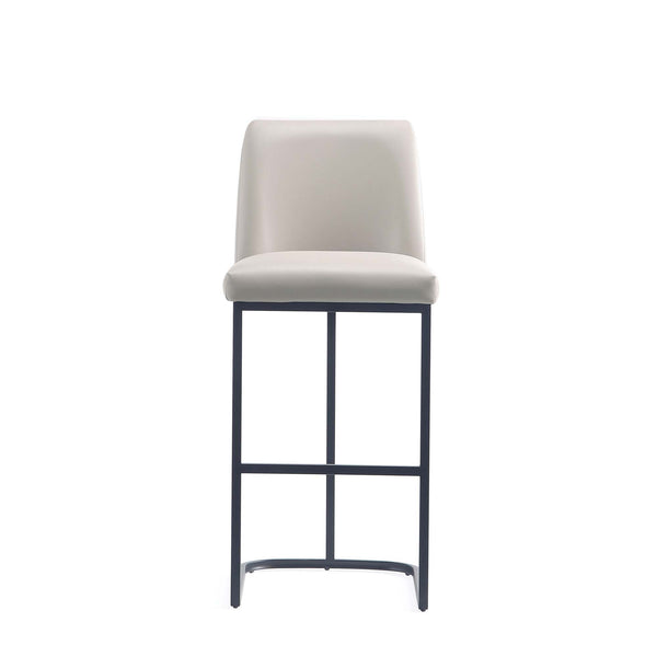 English Elm Serena Metal Upholstered Barstool with Matte Black Frame, Leatherette Cushion, Commercial Grade Comfort LIGHT GREY B365P397942
