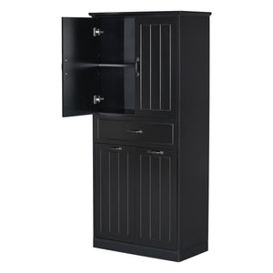 English Elm Christopher Knight Home® - Bathroom Storage Cabinet with Doors Drawer & Dual Laundry Baskets, MDF Build, Adjustable Shelf, Anti-Tip Device Black N759P243350B