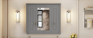 English Elm Bathroom Wall Cabinet Mirrored Mdf Three Door Over Toilet Gray Storage Unit N710P252503E