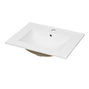 English Elm 24'' Green Bathroom Vanity with Ceramic Sink Combo — Modern Freestanding MDF & Solid Wood Storage, Soft-Close Doors, Silver Handles N710P228364F