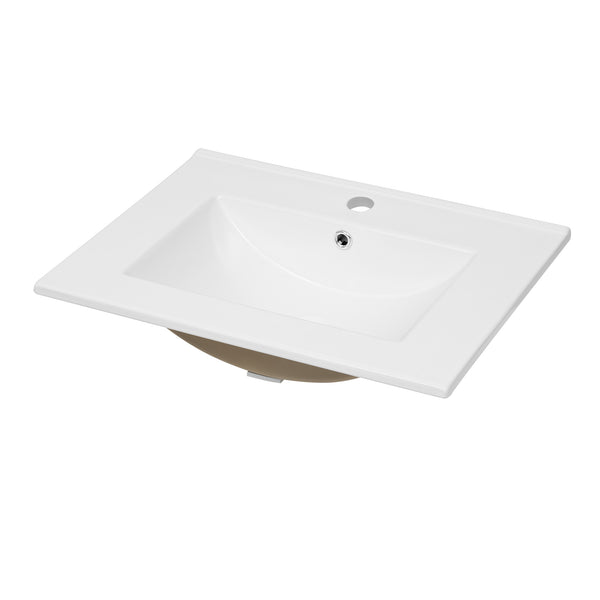 English Elm 24'' Green Bathroom Vanity with Ceramic Sink Combo — Modern Freestanding MDF & Solid Wood Storage, Soft-Close Doors, Silver Handles N710P228364F