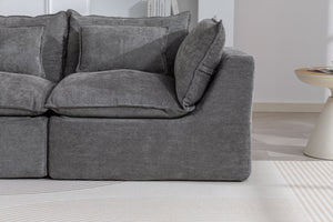 English Elm 74.8" Oversized Modular Cloud Sofa Deep Seat Cotton Linen Upholstered Living Room Couch Antique Grey W2530P458025