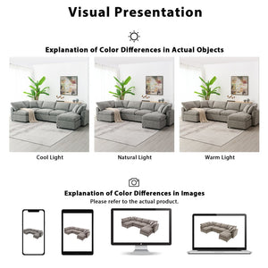 English Elm [new Sku] Chenille Modular Sectional Sleeper Sofa with Ottoman Six Seat U Shape Living Room Gray N723S8583G