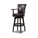 English Elm Williams 31In Swivel Bar Stool With Armrests, Vintage Brown Faux Leather