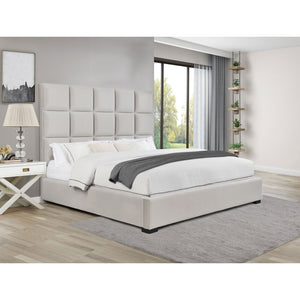 English Elm Frances Beige Tufted Upholstered Eastern King Bed - Luxe Velvet, Modern Design, Sturdy Frame, Comfort B062S01097