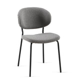 English Elm Grey Boucle Fabric Dining Chairs Set Of 4, Mid-Century Modern Dining Chairs, Kitchen Dining Room Chairs, Curved Backrestupholstered Boucle Dining Chair With Black Metal Legs