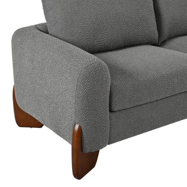 English Elm U_style Bouclé 3 Piece Living Room Sofa Set with Loveseat and Two Accent Armchairs Grey WY000479AAE