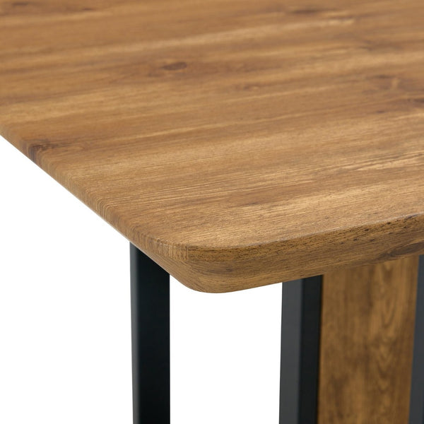 English Elm Table and Chair Set Wood Grain Mdf Top Six Seat Dining with Brown Suede Upholstered Chairs W1151S01954