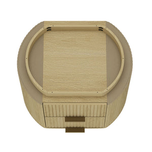 English Elm Olivia 27" Nightstand in Natural Oak – 2-Drawer Ribbed Wood Grain, Rounded Corners, Metal Glam Handles B365P398197