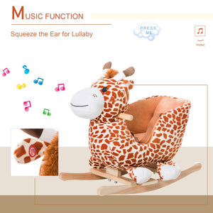 English Elm Kids Giraffe Plush Ride on Rocking Toy with Musical Ear Button and Safety Belt T3971P383495