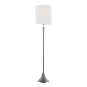 English Elm Metal Floor Lamp Pair Cast Iron Base Crystal Accents Linen Shade Living Room Decor B202P471647