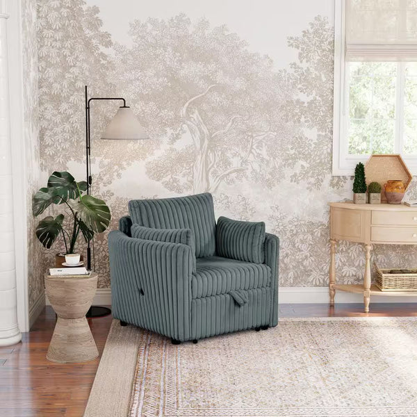 English Elm Dark Dark Gray Denholme Chair with Curved Arms, Faux Fur Upholstery, USB Port, Modern Cozy Lounge Seat B2741S00669