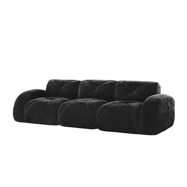 English Elm 110''boneless Velvet Sectional Sofa Modular Cloud Seating with Tufted Cushions for Living Rooms Black W714S01626