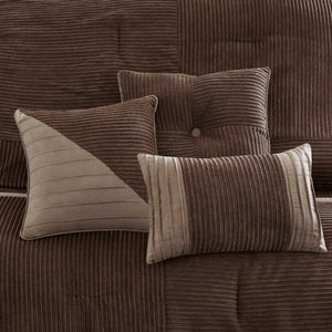English Elm 7 Piece Micro Corduroy Comforter Set - Cozy Lodge-Inspired Design For California King Beds, Brown B035P266666