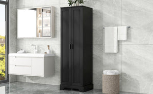 English Elm Storage Cabinet Tall Mdf Two Door Adjustable Shelves Matte Black Home Office Bath N725P181207Z