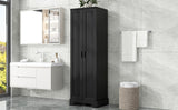 English Elm Storage Cabinet With Two Doors For Bathroom, Office, Adjustable Shelf, Mdf Board, Black