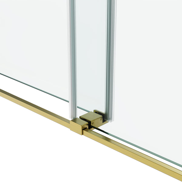 English Elm 60*66" Frameless Double Sliding Shower Door with 10mm Tempered SGCC Glass, Leak-Free 304 Stainless Hardware Gold T3177P320585