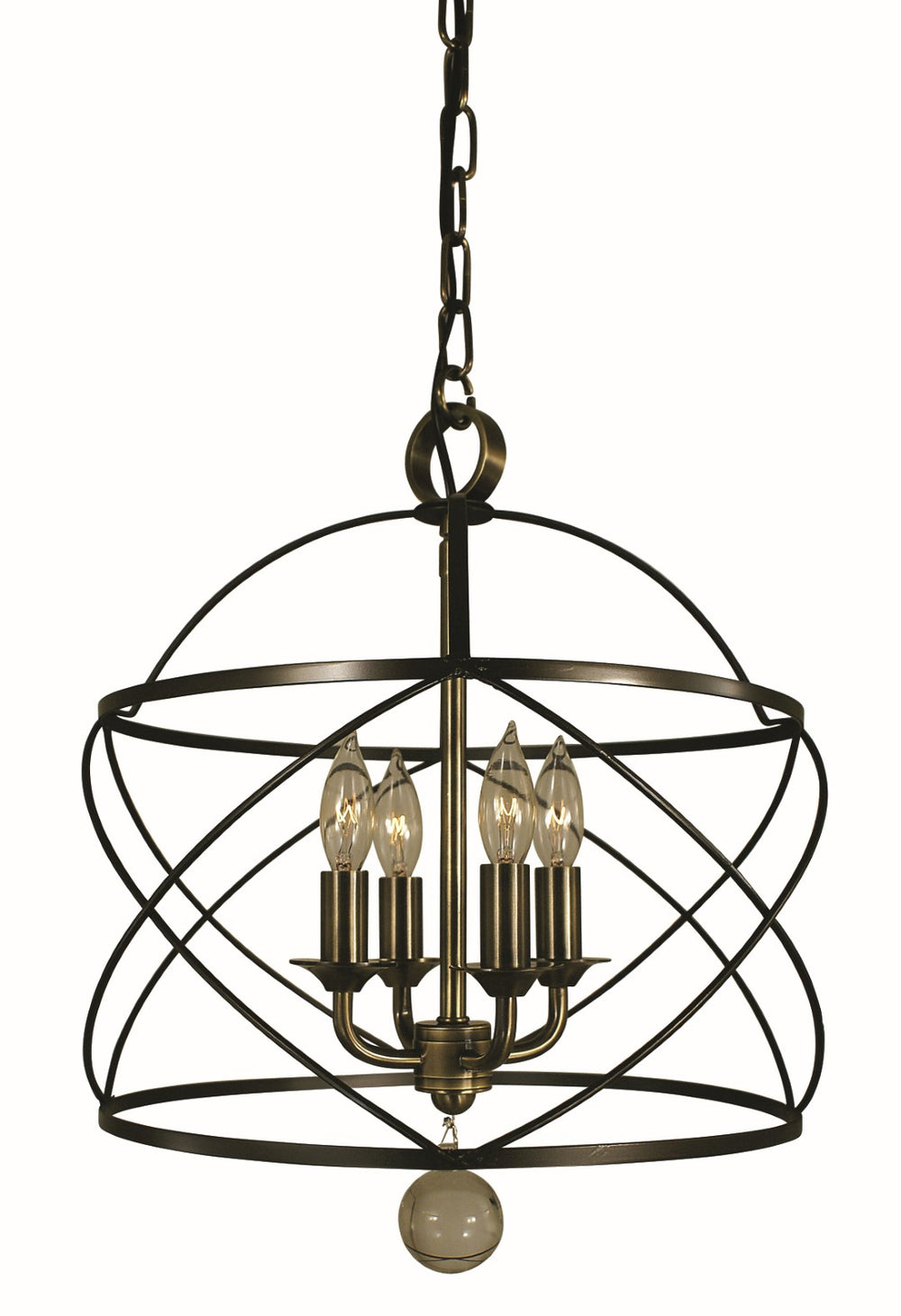 Framburg 4-light Elegant Nantucket Chandelier - Usa-made With Feminine Wire Cages For Airy Illumination Mahogany Bronze And Antique Brass Metal 4414 Mb/Ab