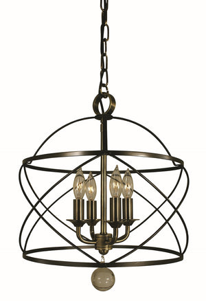 Framburg 4-light Elegant Nantucket Chandelier - Usa-made With Feminine Wire Cages For Airy Illumination Mahogany Bronze And Antique Brass Metal 4414 Mb/Ab