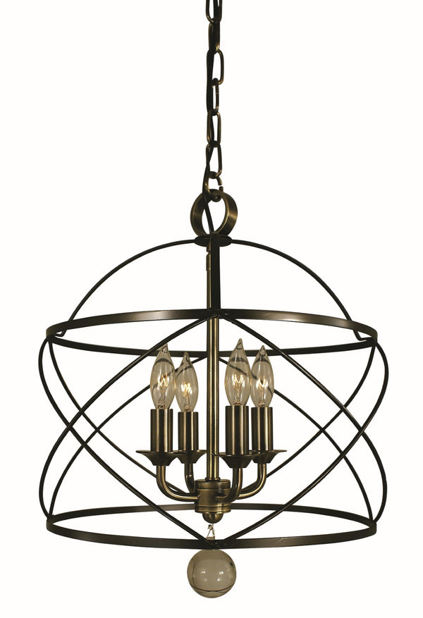 Framburg 4-light Elegant Nantucket Chandelier - Usa-made With Feminine Wire Cages For Airy Illumination Mahogany Bronze And Antique Brass Metal 4414 Mb/Ab