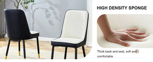 English Elm Modern Two-Tone Pu Dining Chairs Set - Elegant White & Black Upholstery With Gold Accents W1151P217983