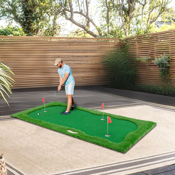 English Elm Golf Practice Cage with Powder Coated Steel Frame Double Layer Net Backyard Training W1422P289866