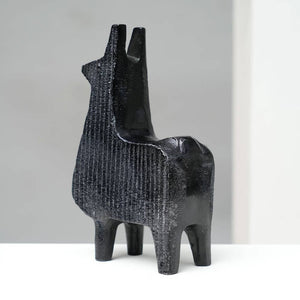 English Elm Black Ribbed Llama Sculpture – Modern Aluminum Table Décor For Playful Elegance In Any Space! B346P336912