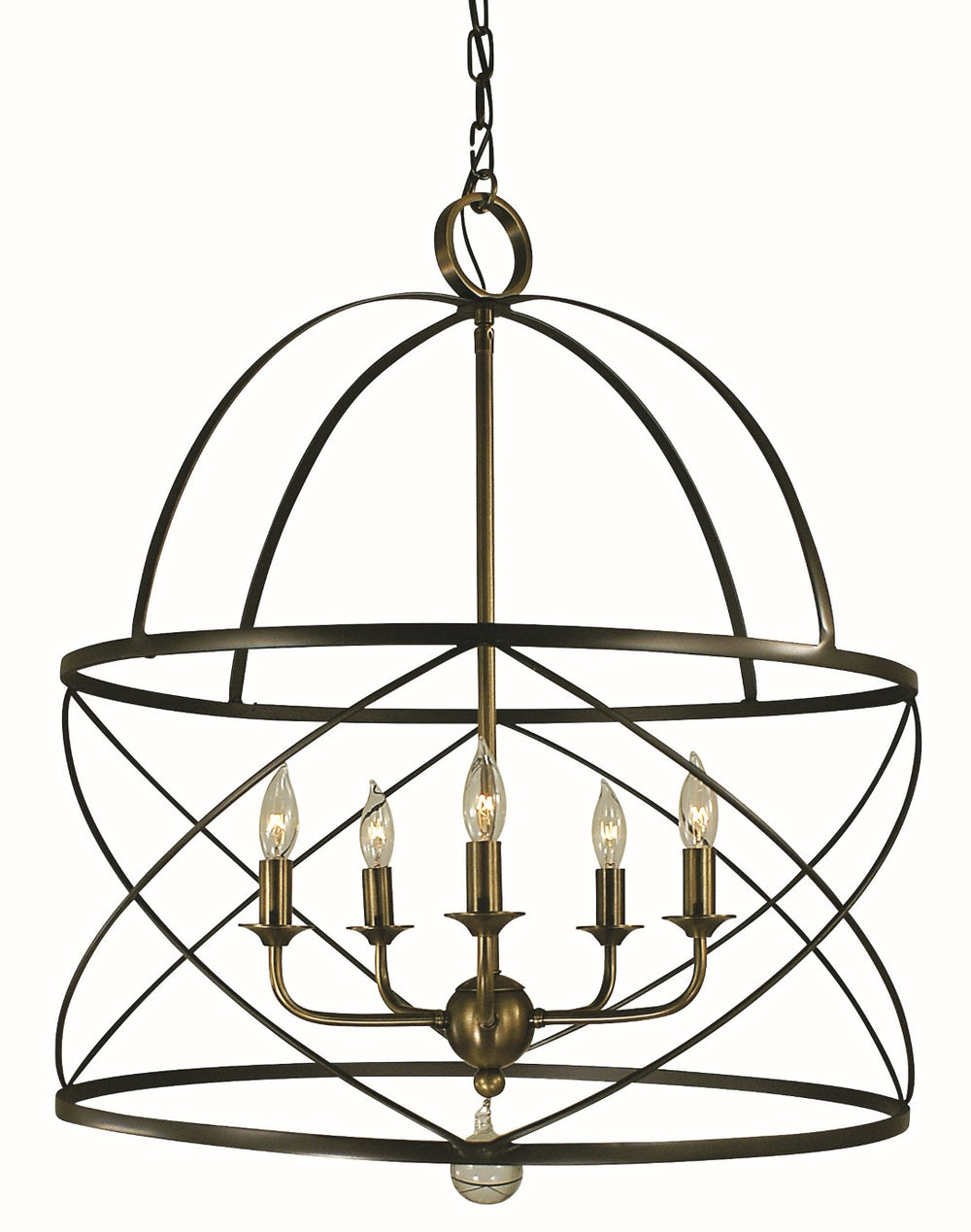 Framburg 5-light Elegant Nantucket Chandelier - Feminine Wire Cages, Artisan-made Lighting For Your Home Mahogany Bronze And Antique Brass Metal 4415 Mb/Ab