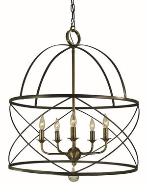 Framburg 5-light Elegant Nantucket Chandelier - Feminine Wire Cages, Artisan-made Lighting For Your Home Mahogany Bronze And Antique Brass Metal 4415 Mb/Ab