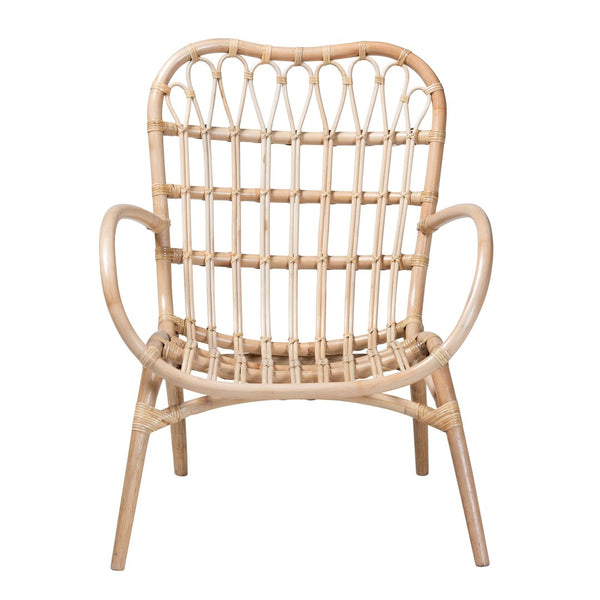 English Elm Modern Rattan Accent Chair Woven Openwork Back Bohemian Coastal Living Room Seat B2750P420377