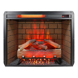 English Elm 65" Fireplace Tv Stand with Led Glass Cabinets and Electric Flame for Rooms up to 400 Sq Ft W1769S00014